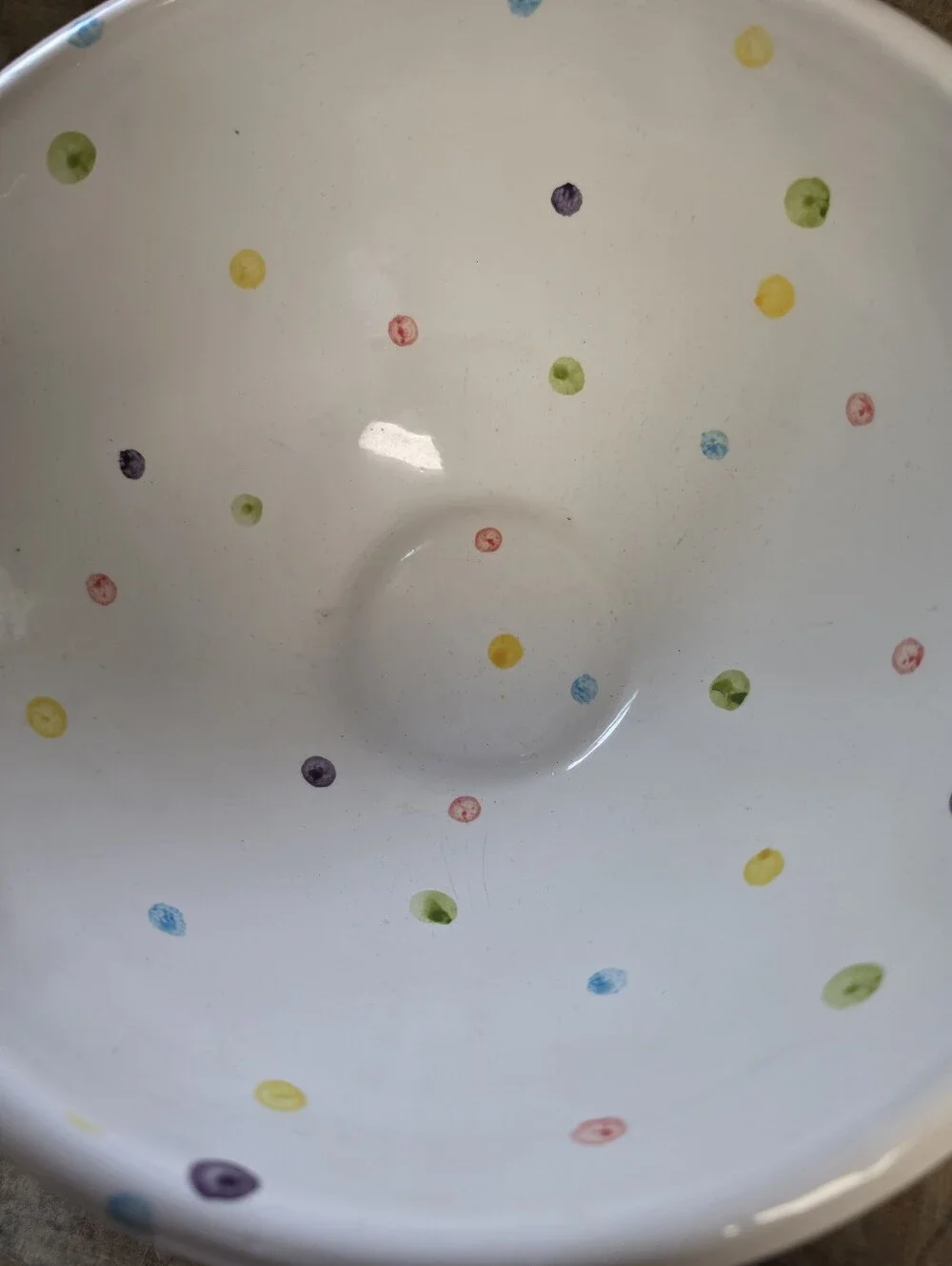 Faiancas Neto & Gomes Large Round Bowl Multicolour Spotty Polksdots